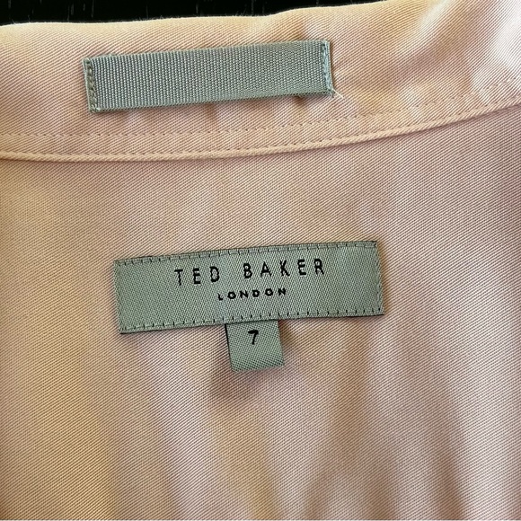 Ted Baker London Mens Tencel Micro Pleated Button Up Pink Shirt Size 7 US 3XL - Picture 4 of 11